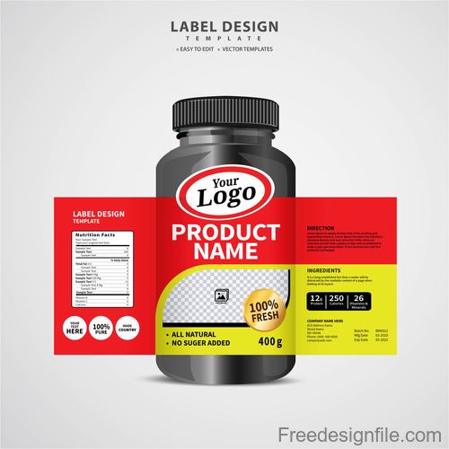 Product backage bottles with labels template vector 02