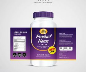 Product backage bottles with labels template vector 08