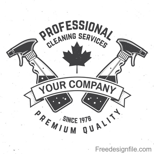 Profeessional cleaning services labels design vector