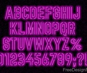 Purple neon alphabet font design vector 01