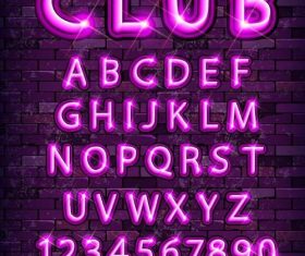 Purple neon alphabet font design vector 02