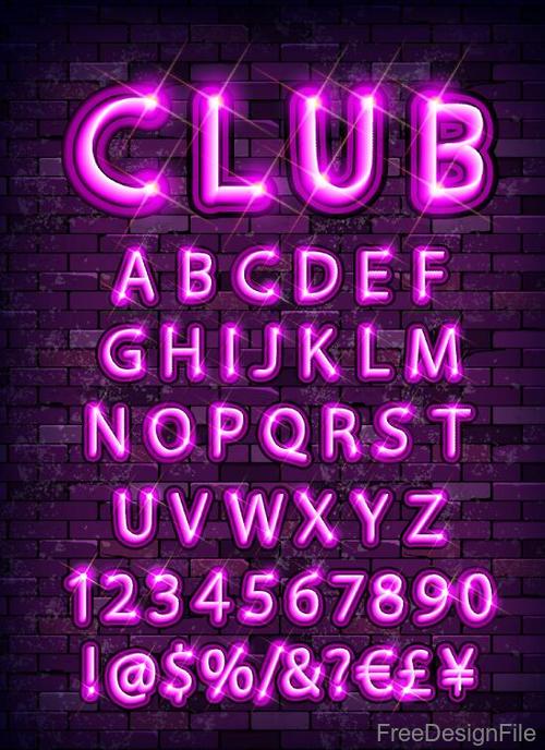 Purple neon alphabet font design vector 02
