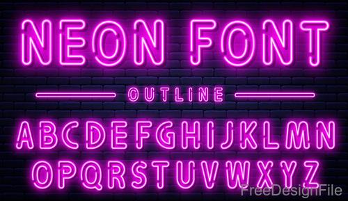 Purple neon alphabet font design vector 03