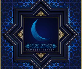 Ramadan kareem decor blue backgrounds vectors 06