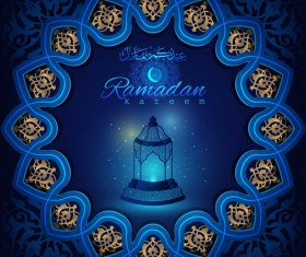 Ramadan kareem decor blue backgrounds vectors 07