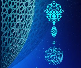 Ramadan kareem decor blue backgrounds vectors 08