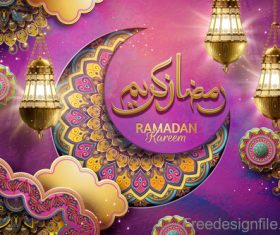 Ramadan kareem golden decor backgrounds vector 01