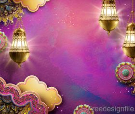 Ramadan kareem golden decor backgrounds vector 02
