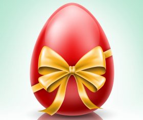 Red Easter Egg With Yellow Bow vector design