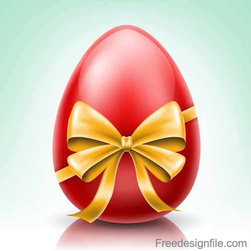 Red Easter Egg With Yellow Bow vector design