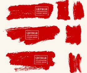 Red grunge ink splashes and stains vector 01