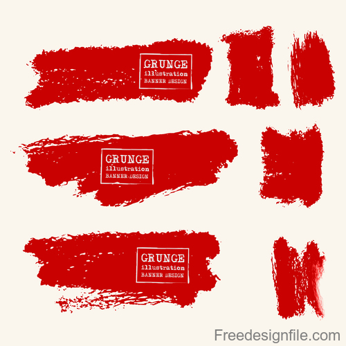 Red grunge ink splashes and stains vector 01