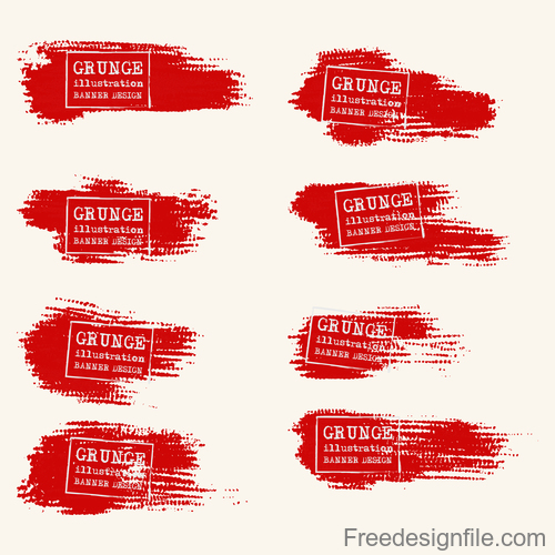 Red grunge ink splashes and stains vector 02