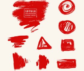 Red grunge ink splashes and stains vector 03