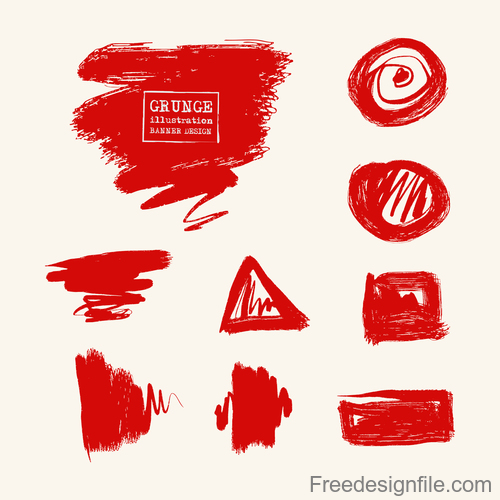 Red grunge ink splashes and stains vector 03
