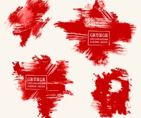 Red grunge ink splashes and stains vector 04