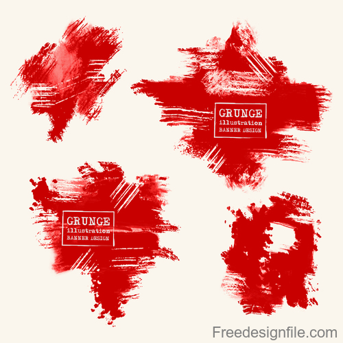 Red grunge ink splashes and stains vector 04