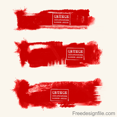 Red grunge ink splashes and stains vector 05