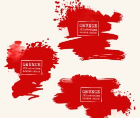 Red grunge ink splashes and stains vector 06