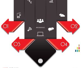 Red with black options infographic vectors 01
