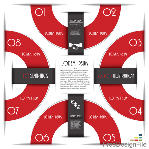 Red with black options infographic vectors 02