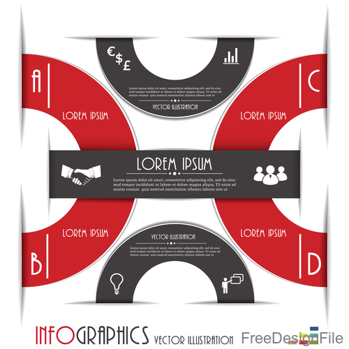 Red with black options infographic vectors 03