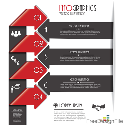 Red with black options infographic vectors 04