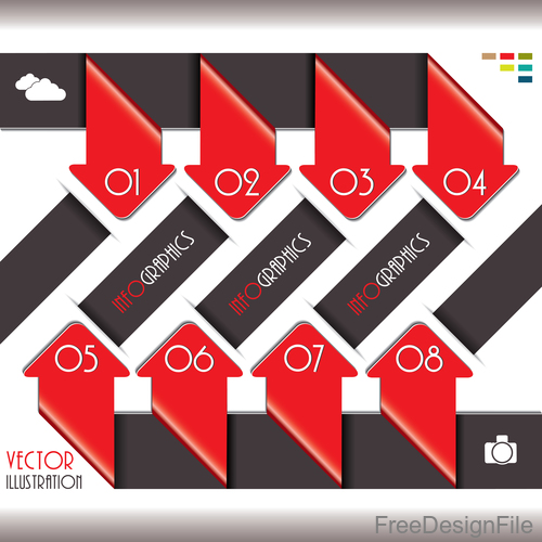 Red with black options infographic vectors 05