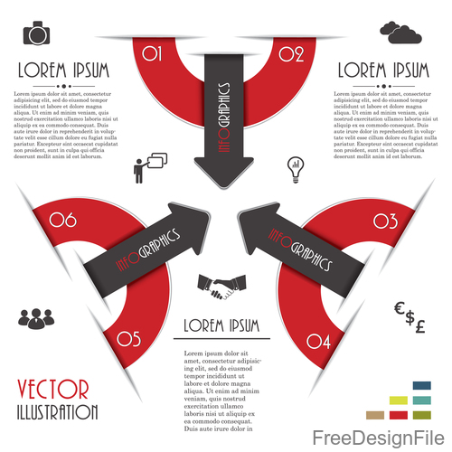 Red with black options infographic vectors 07