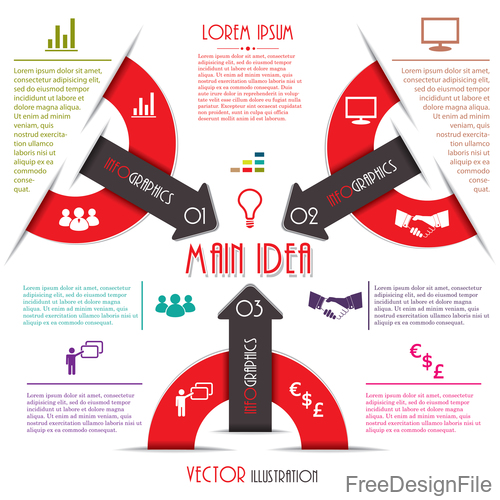 Red with black options infographic vectors 08