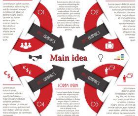 Red with black options infographic vectors 09