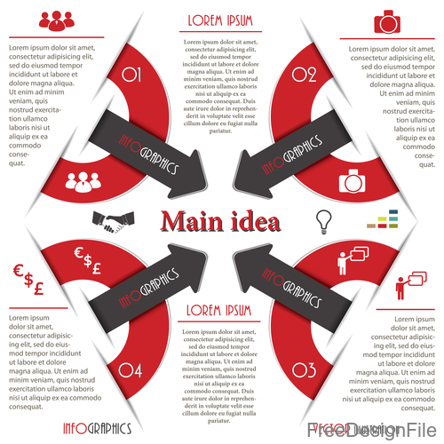 Red with black options infographic vectors 09