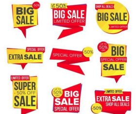 Red with yellow  big sale labels vector