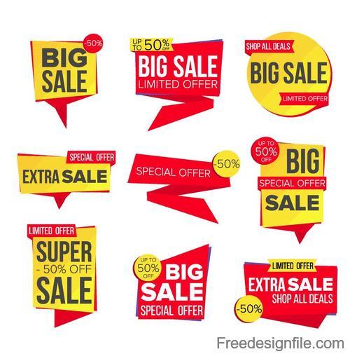Red with yellow  big sale labels vector