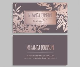 Retro flower with business card design vector 04