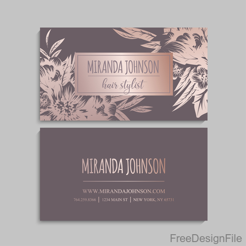 Retro flower with business card design vector 04