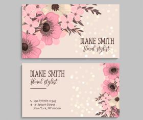 Retro flower with business card design vector 05