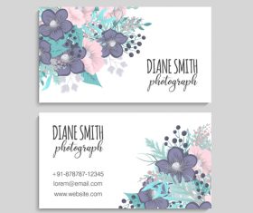 Retro flower with business card design vector 03