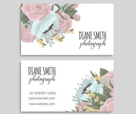 Retro flower with business card design vector 02