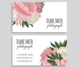 Retro flower with business card design vector 01