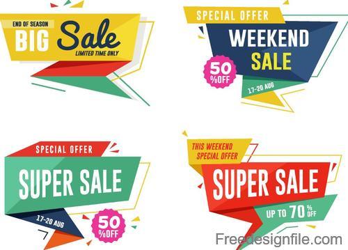 Sale with discount labels vector