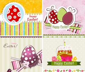 Set of vintage easter card design vector 01