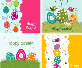 Set of vintage easter card design vector 02