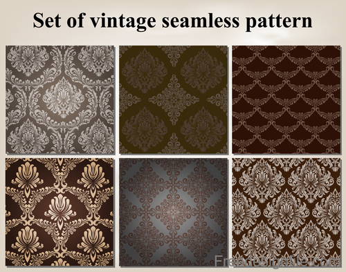 Set of vintage seamless pattern vectors 05