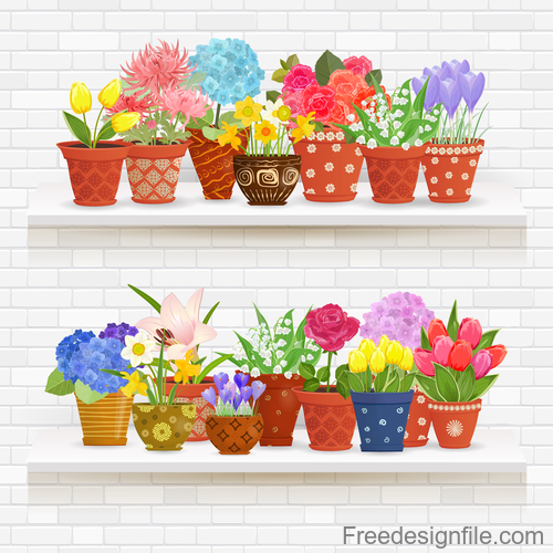 Shelf flower illustration vector