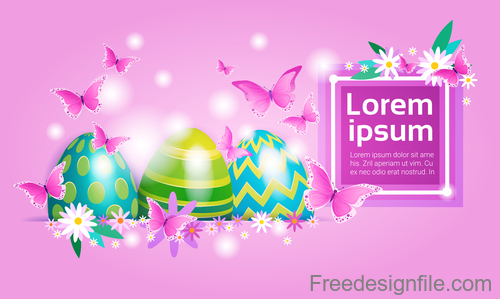 Shining easter card template vector 02
