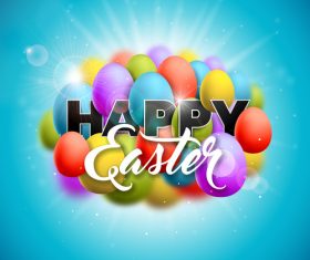 Shiny easter background with colored egg vector