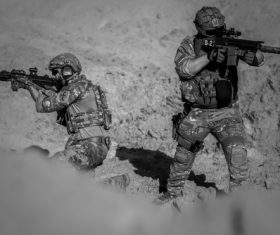Soldiers covering each other Stock Photo 02