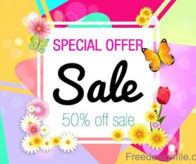 Spring flower with sale special offer design vector
