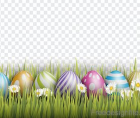 Spring grass with easter egg illustration vector 01